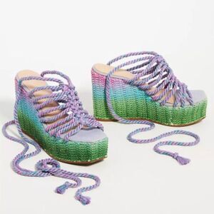 Anthropologie Jute Wedge Sandals 9 NEW